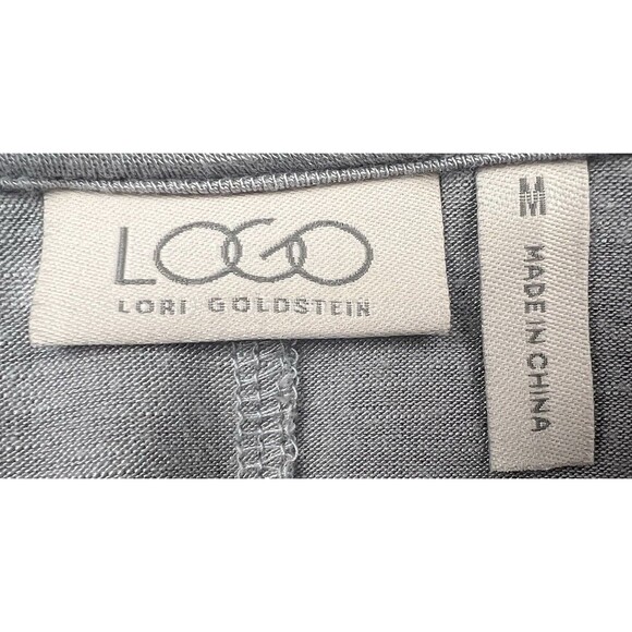 LOGO Lori Goldstein Blouse MED‎ V-Neck Sharkbite Hem Grey Stretchy Casual Comfy - Picture 11 of 12